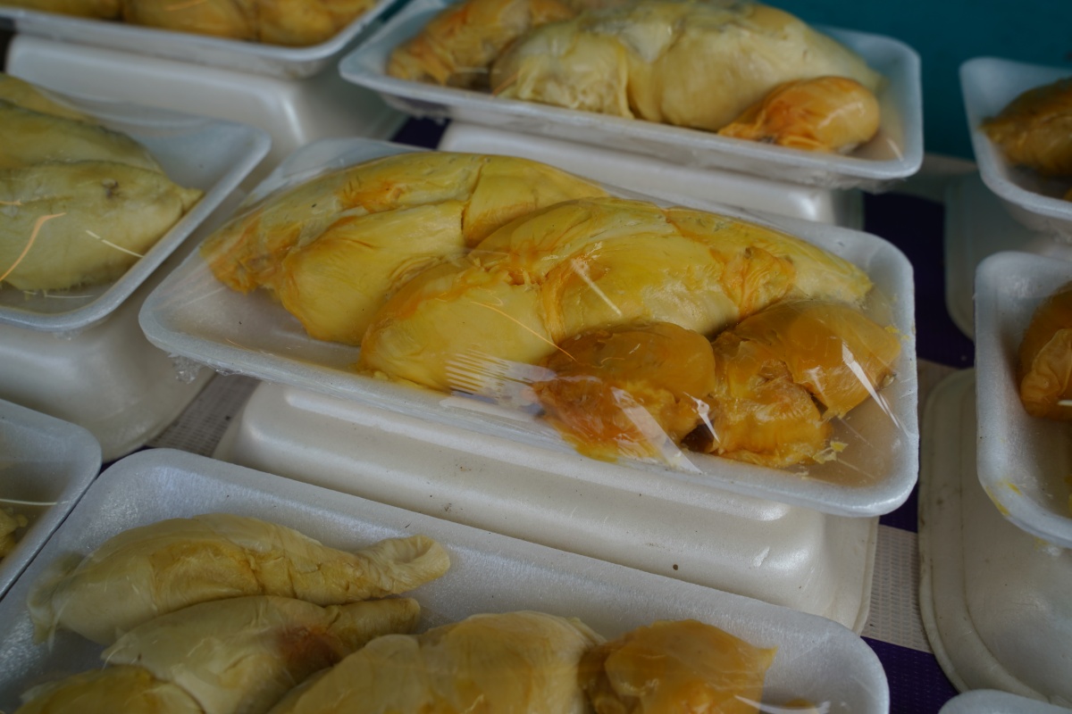 Abgepackte Durians (Stinkfrüchte) in Kuala Lumpur