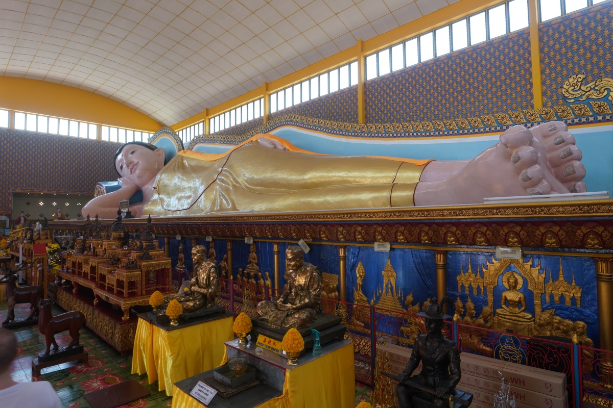 Liegender Buddha im Chaiya-Mangalaram-Tempel in George Town auf Penang