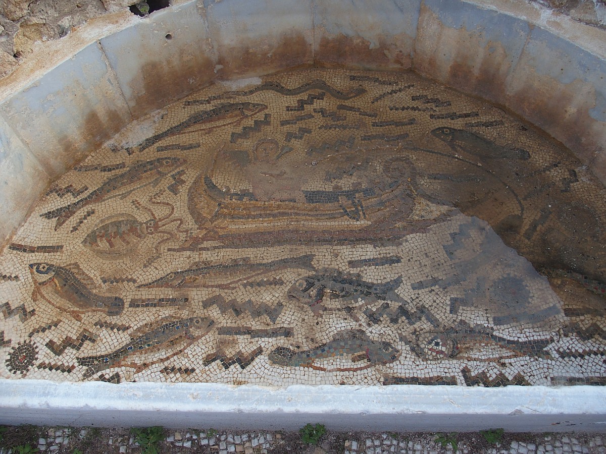 Mosaik, möglicherweise der Boden eines Aquariums