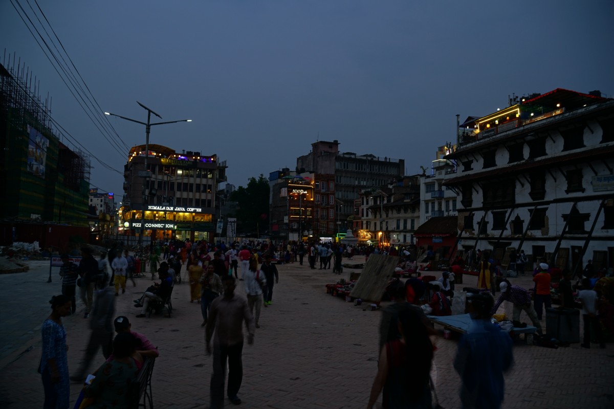 Basantapur-Platz bei Nacht