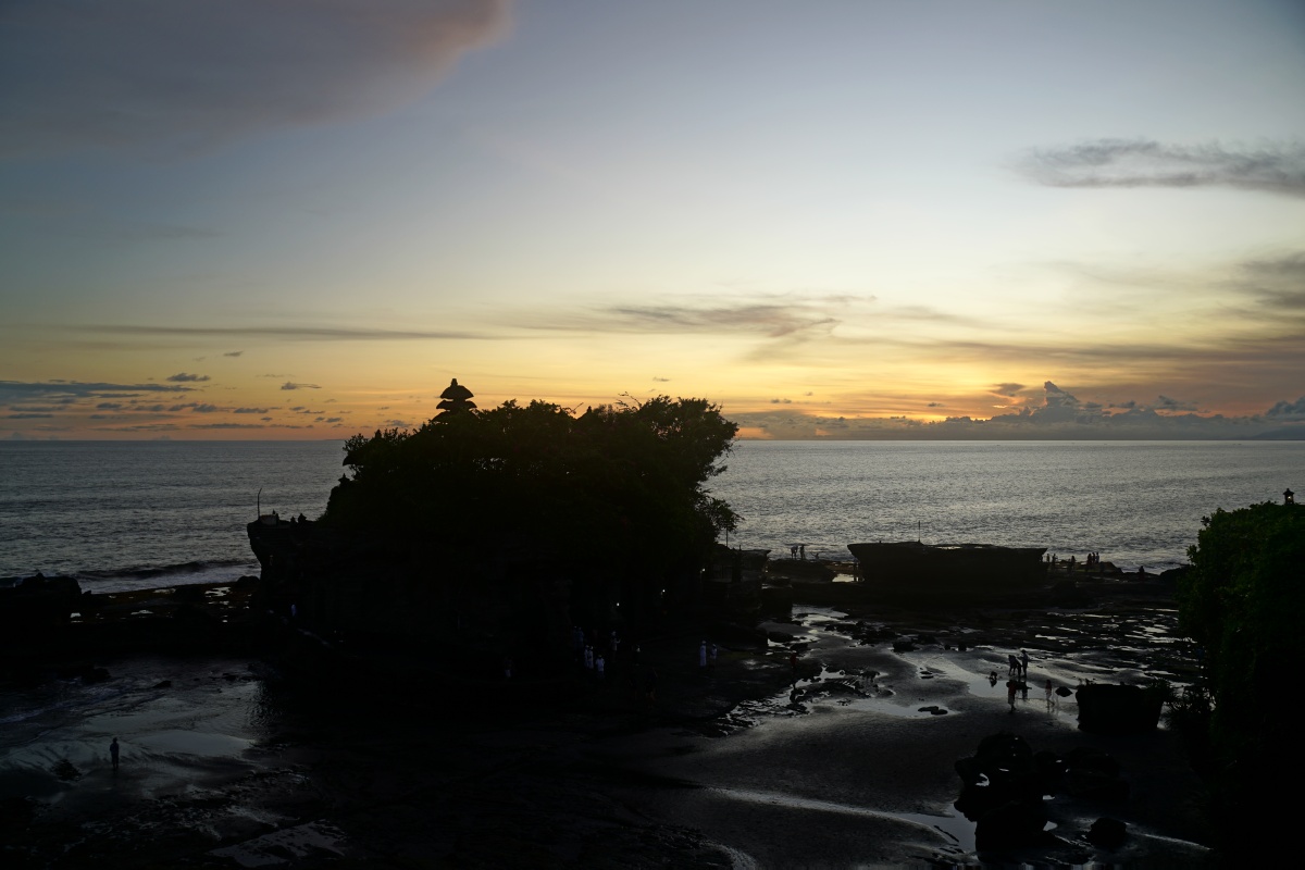 Sonnenuntergang bei Pura Tanah Lot auf Bali