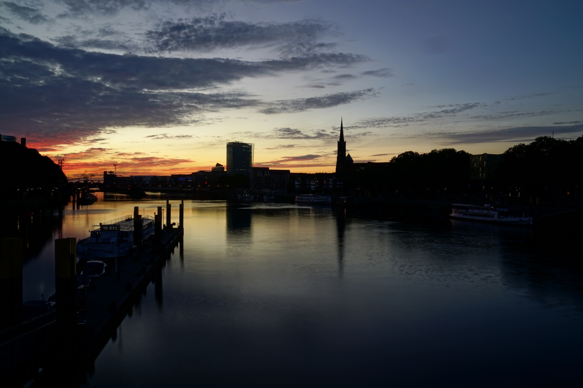 Stephanianleger Bremen im Sonnenuntergang