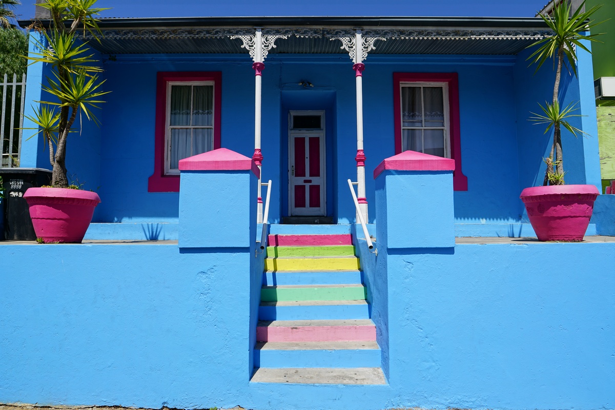 Blaues Haus in Bo-Kaap in Kapstadt