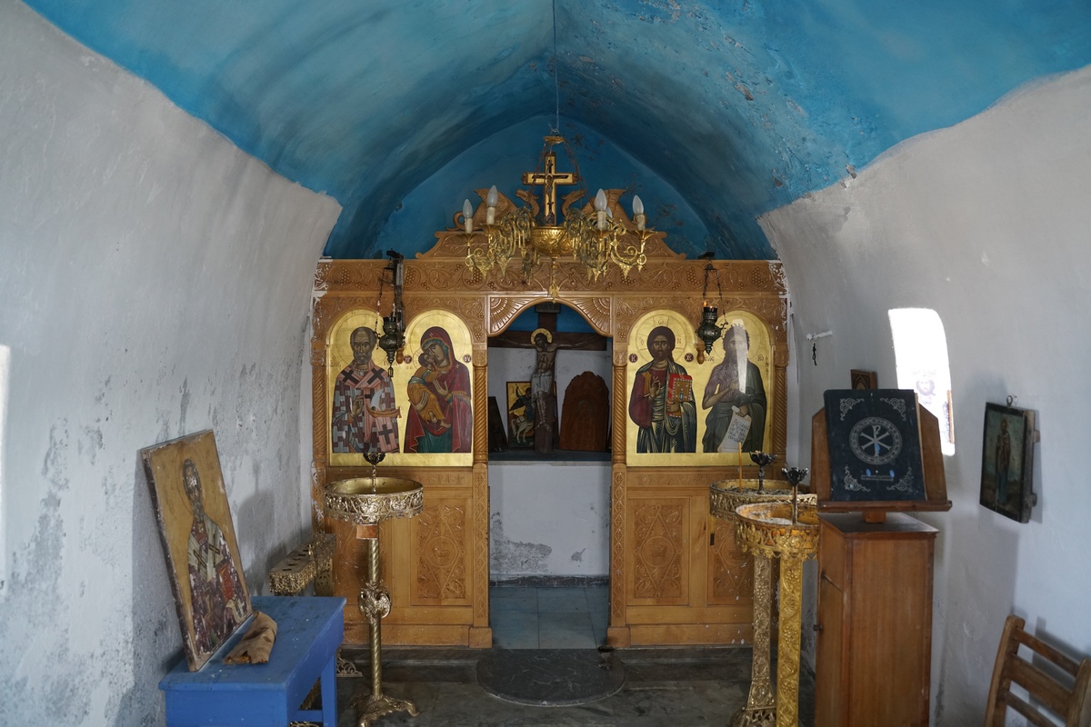 Im Kirchlein Ágios Nikólaos auf Chrysí bei Kreta