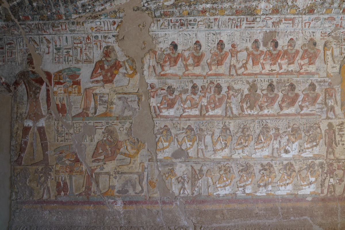 Darstellung einer Feier vorne rechts im Grab des Paheri (EK3) in el-Kab